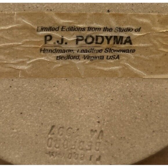 PJ Podyma Pottery Crock Bedford VA Apples Salt Glaze Handmade Farmhouse 1997 - Picture 4 of 4